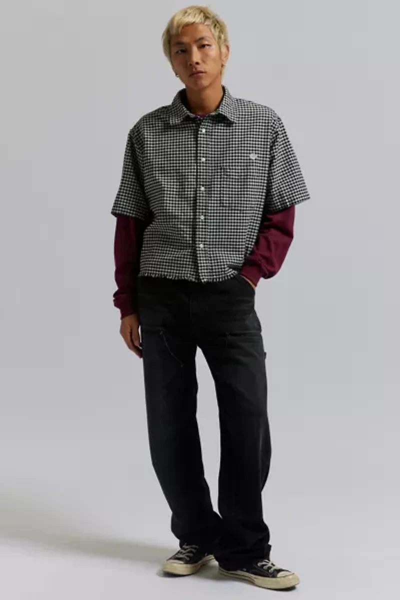 UO Check Pattern Boxy Oxford Shirt
