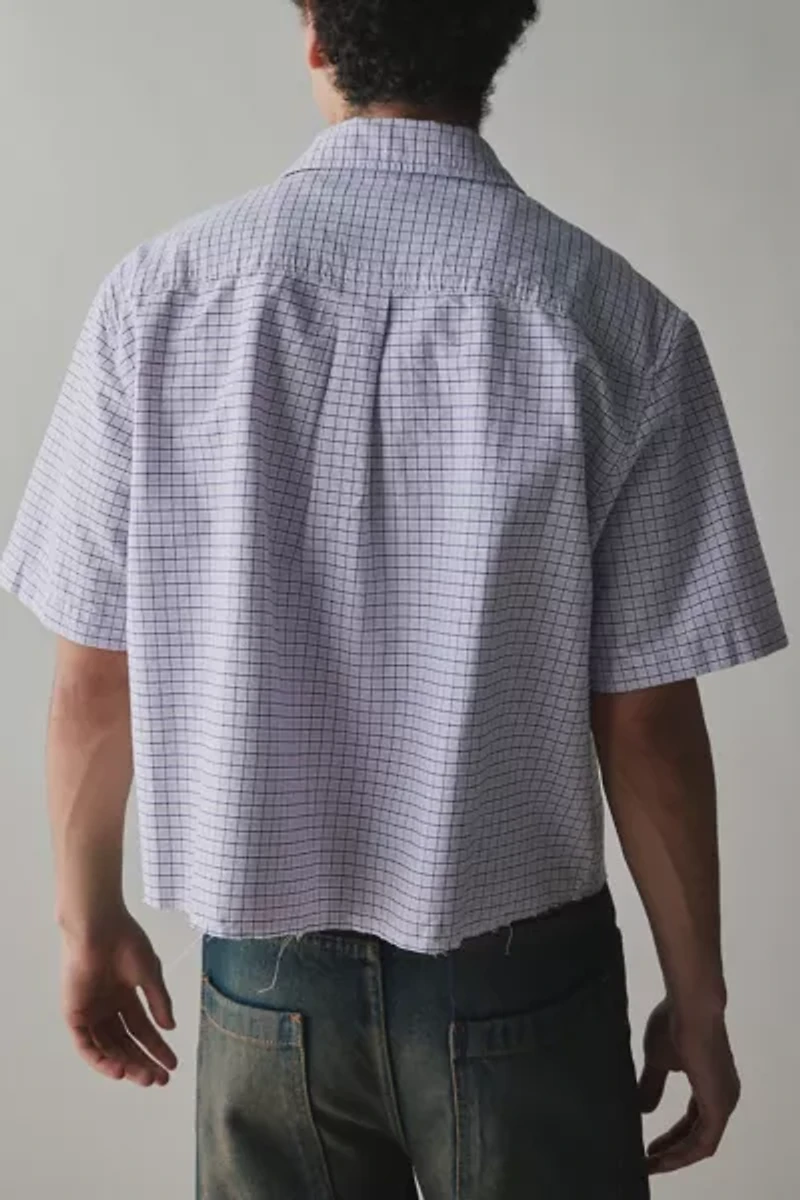UO Check Pattern Boxy Oxford Shirt