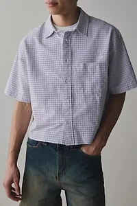 UO Check Pattern Boxy Oxford Shirt
