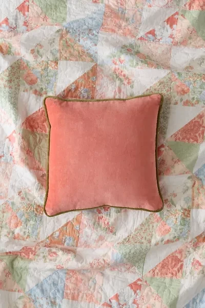 Piped Velvet Throw Pillow