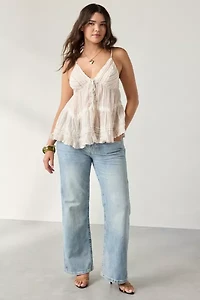 Kimchi Blue Tara Embroidered Cotton Babydoll Cami