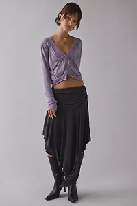 WMWM Cotton Bubble Detail Zip-Front Knit Top