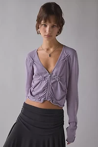 WMWM Cotton Bubble Detail Zip-Front Knit Top