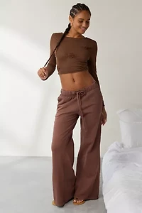WMWM Cotton Bubble Detail Open-Back Long Sleeve Top