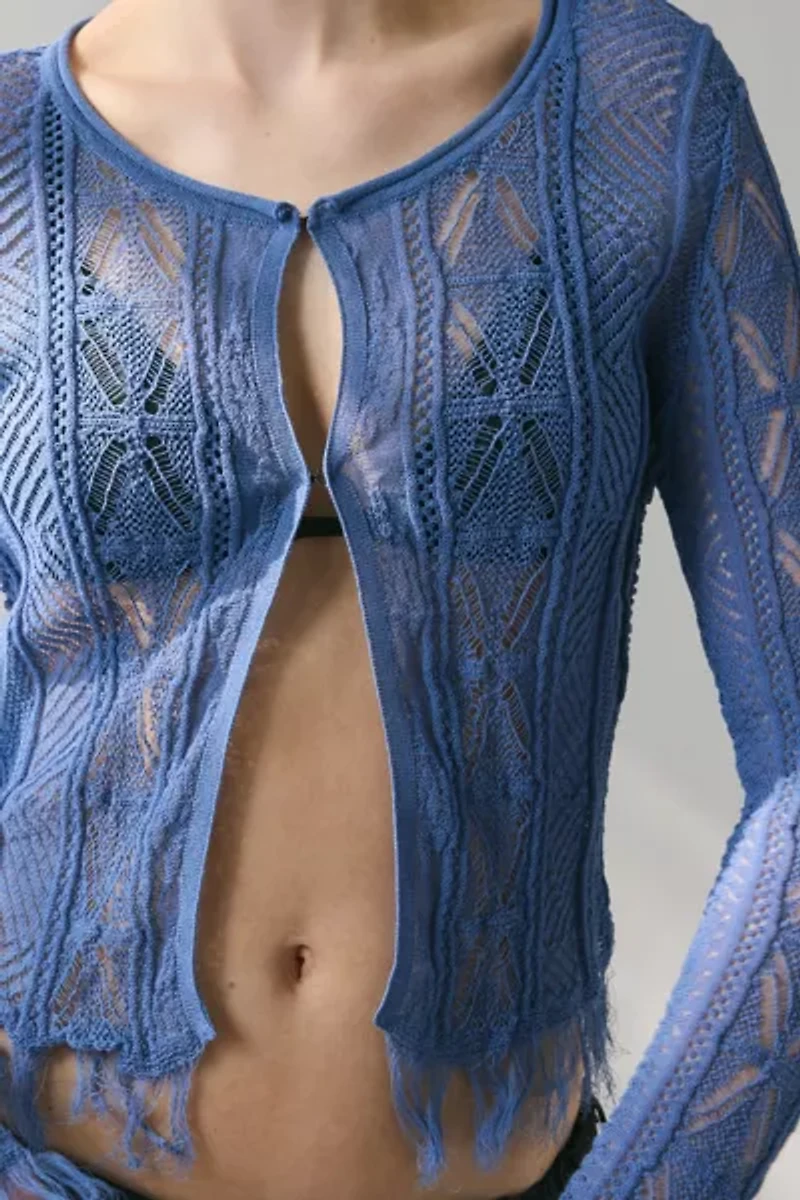 WMWM Cotton Lace Sheer Knit Flyaway Cardigan