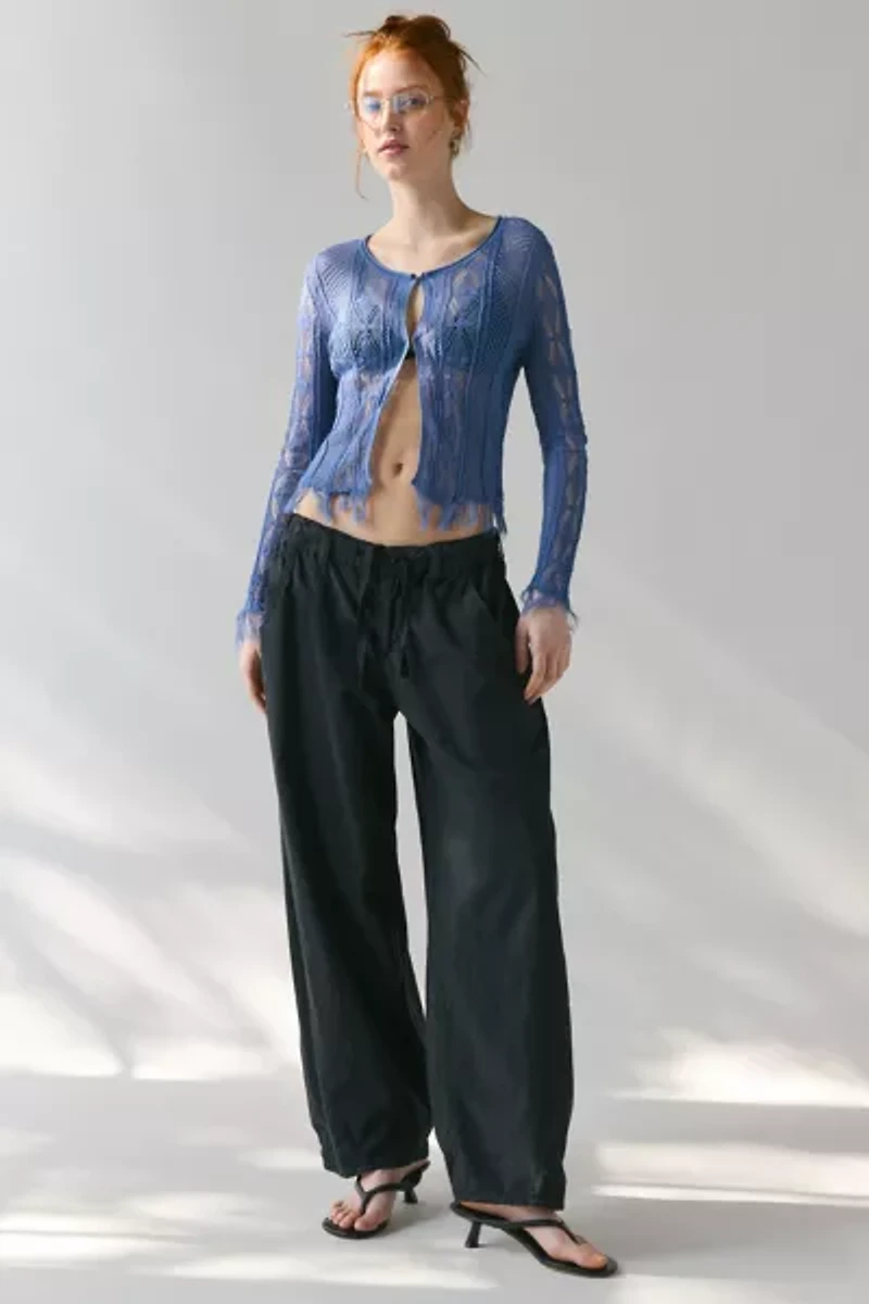 WMWM Cotton Lace Sheer Knit Flyaway Cardigan