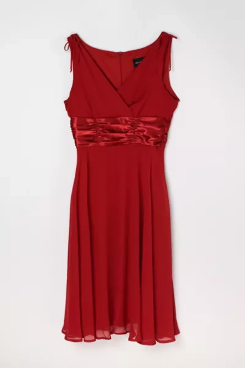 Vintage Y2k Cherry Red Ruched Dress