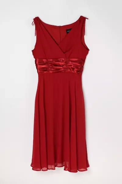 Vintage Y2k Cherry Red Ruched Dress