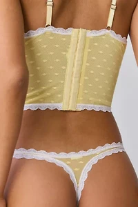Mucci Francesca Swiss Dot Mesh Lace-Trim Thong