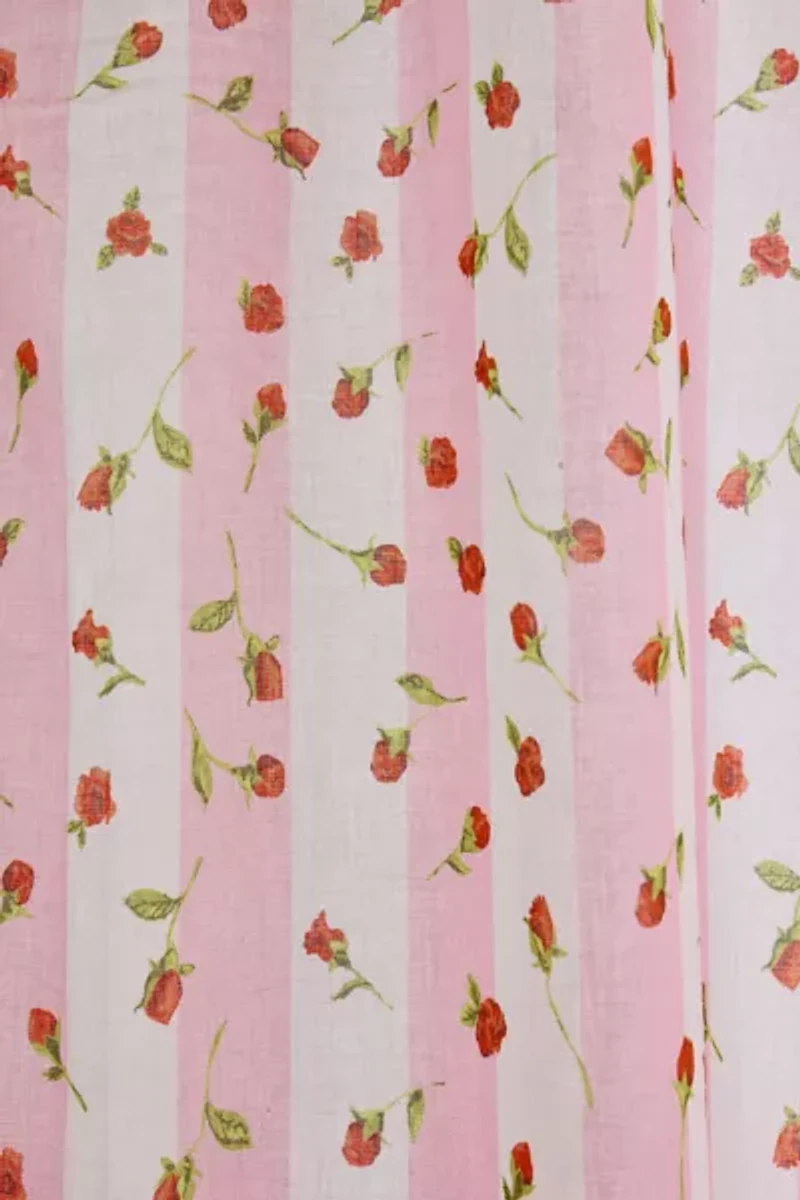 Striped Rose Printed Shower Curtain