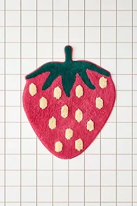 Strawberry Shape Plush Tufted Bath Mat