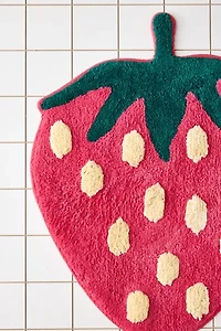 Strawberry Shape Plush Tufted Bath Mat