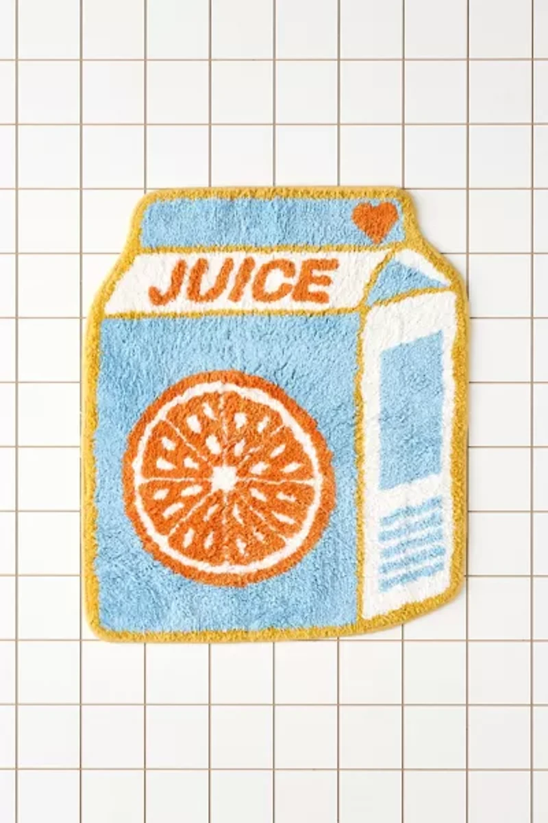 Orange Juice Carton Shape Plush Tufted Bath Mat