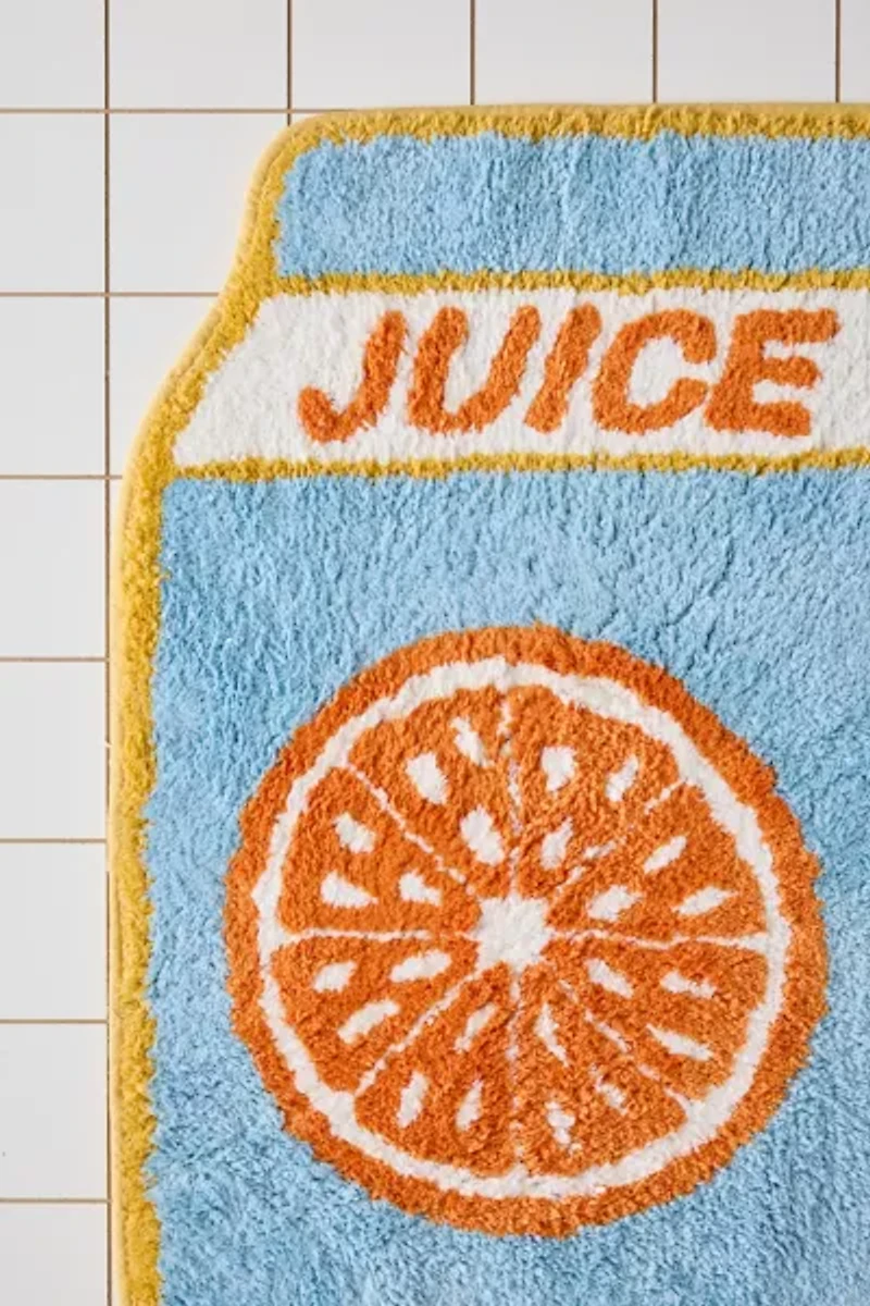 Orange Juice Carton Shape Plush Tufted Bath Mat