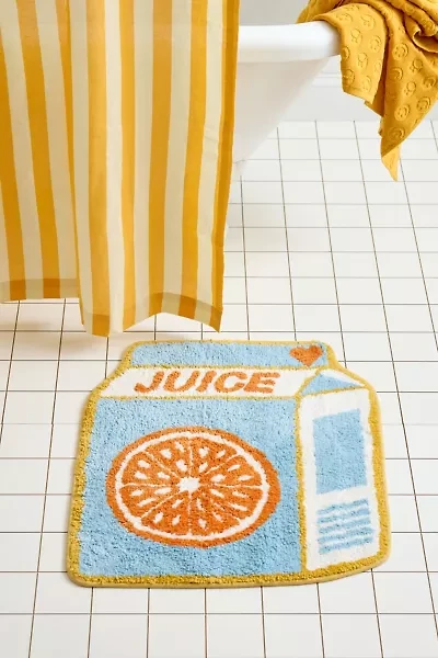 Orange Juice Carton Shape Plush Tufted Bath Mat