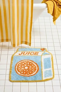 Orange Juice Carton Shape Plush Tufted Bath Mat