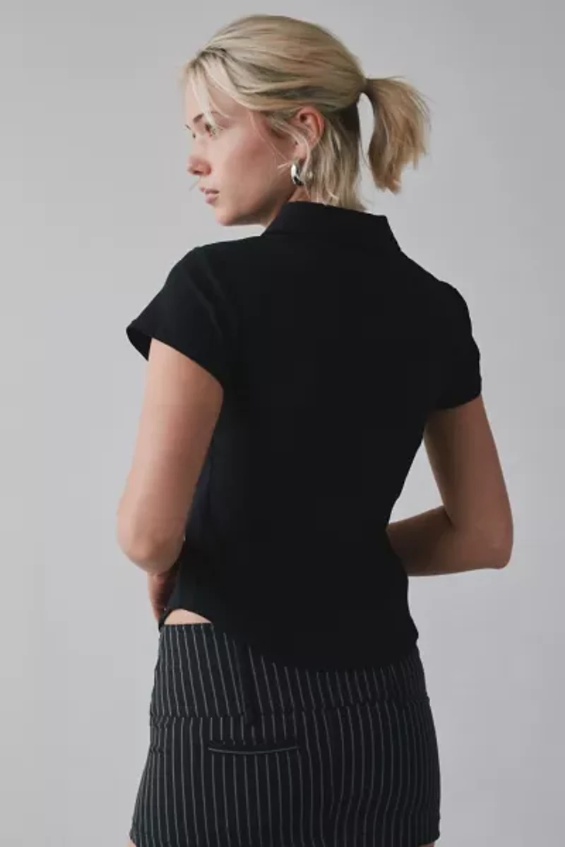Silence + Noise Polly Slim Short Sleeve Snap-Button Shirt