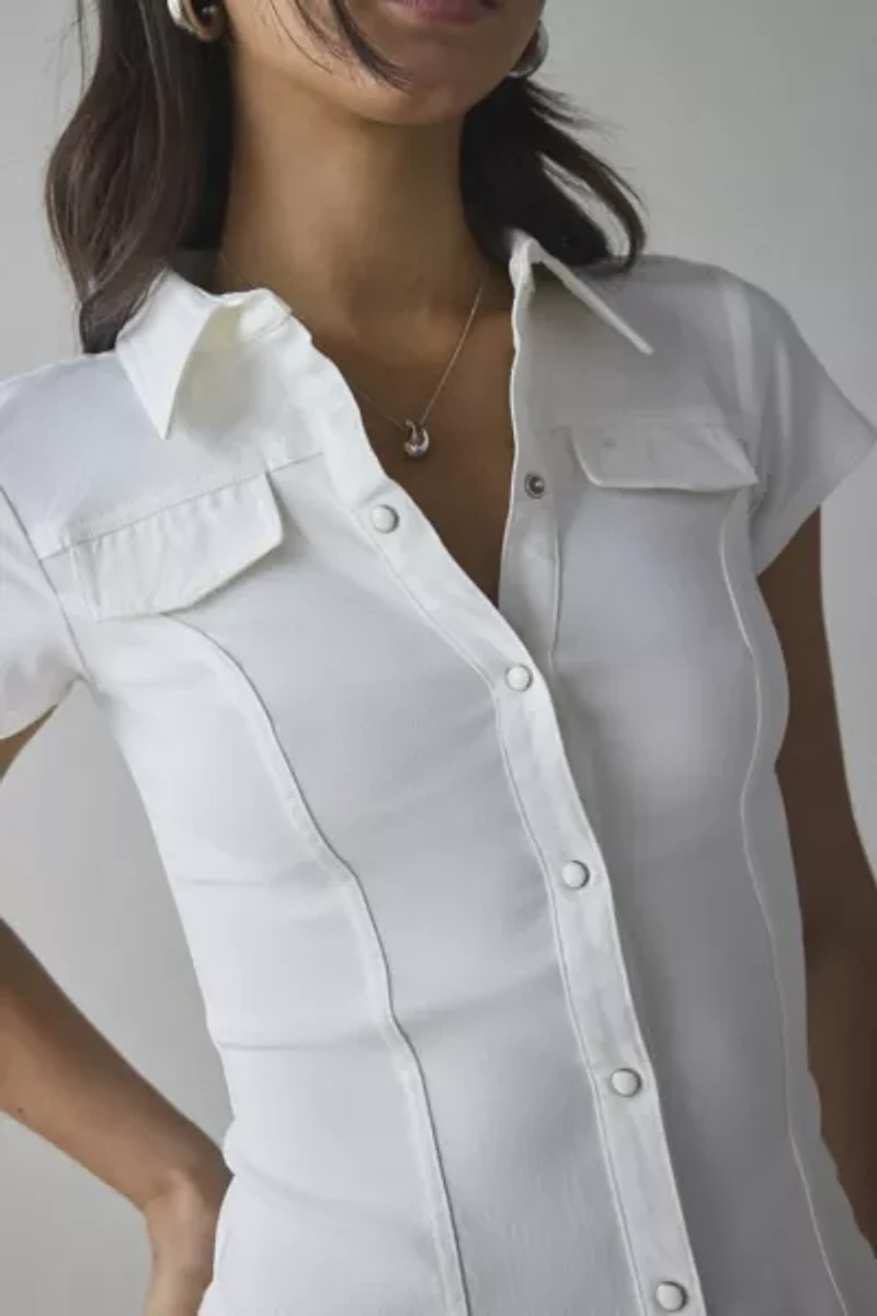 Silence + Noise Polly Slim Short Sleeve Snap-Button Shirt