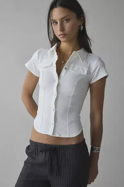 Silence + Noise Polly Slim Short Sleeve Snap-Button Shirt