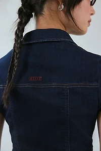 BDG Polly Slim Denim Short Sleeve Snap-Button Shirt