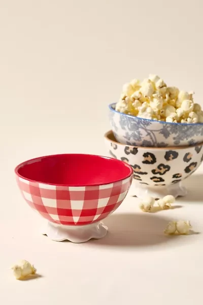 Courtney Ceramic Patterned Pedestal Snack Bowl