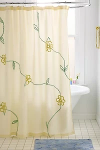 Falling Vines Floral Tufted Shower Curtain