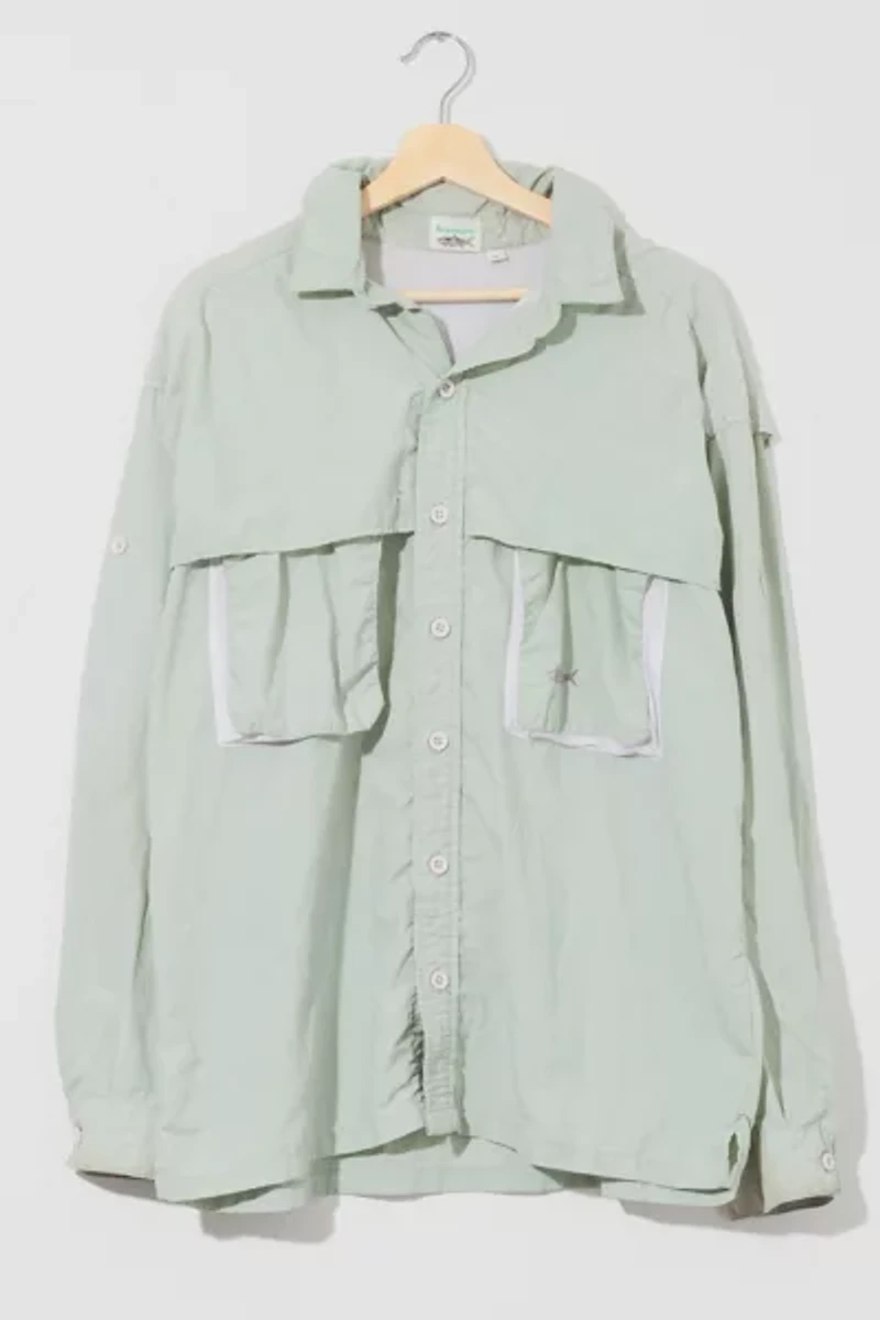 Vintage 1990s Distressed Mesh Vented Long Sleeve Sun Shirt