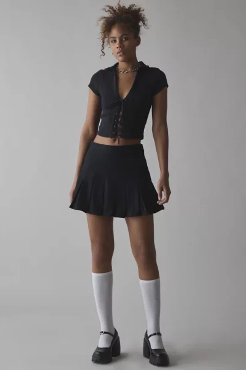 Silence + Noise Caz Lace-Up Collared Top