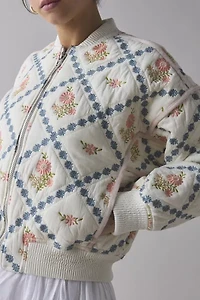 BLANKNYC Sought After Embroidered Floral Bomber Jacket