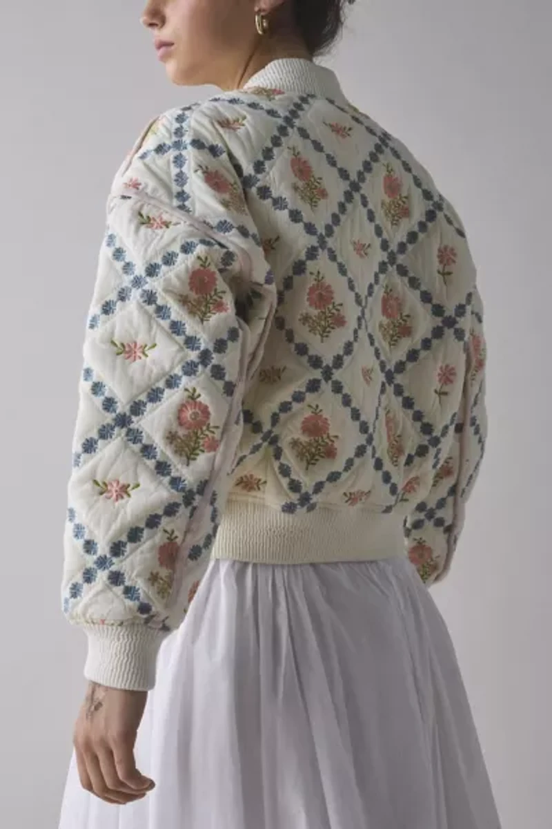 BLANKNYC Sought After Embroidered Floral Bomber Jacket