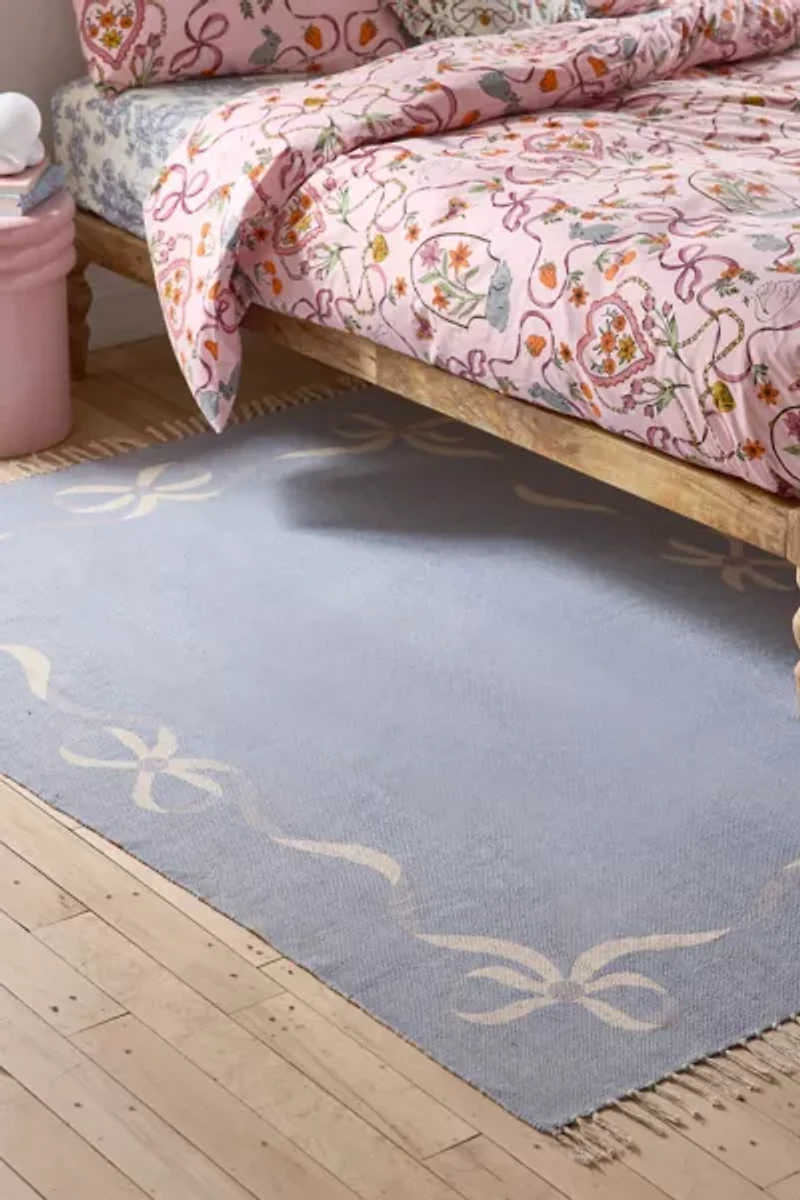 Lacey Bows Unbrushed Printed Rug