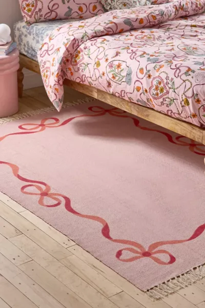 Lacey Bows Unbrushed Printed Rug