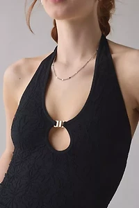 Out From Under Floral Seamless Keyhole Cutout Halter Top