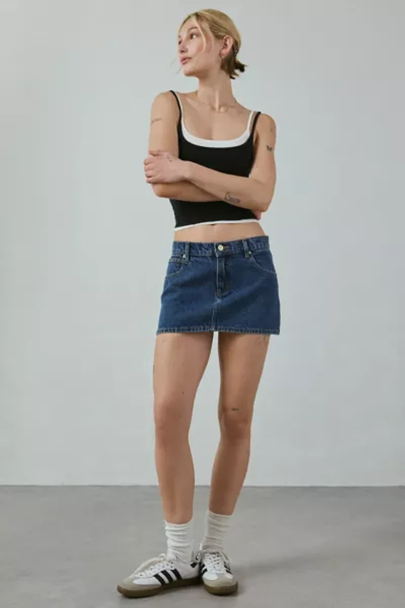 Abrand 99 Bella Low-Rise Denim Micro Mini Skirt