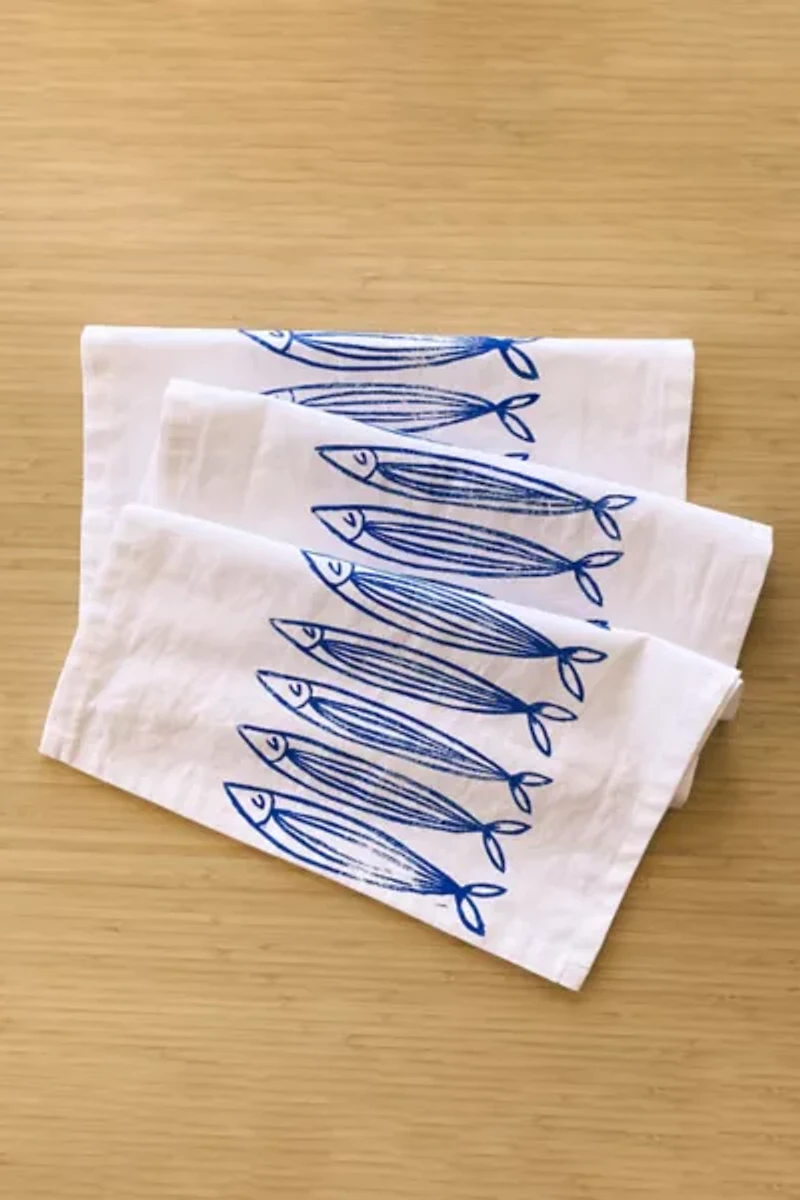 Julie Peach Block Printed Sardines Table Runner