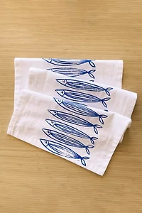 Julie Peach Block Printed Sardines Table Runner