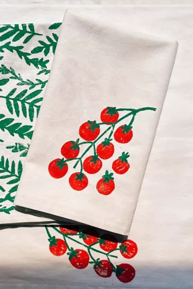 Julie Peach Block Printed Tomato Napkin Set