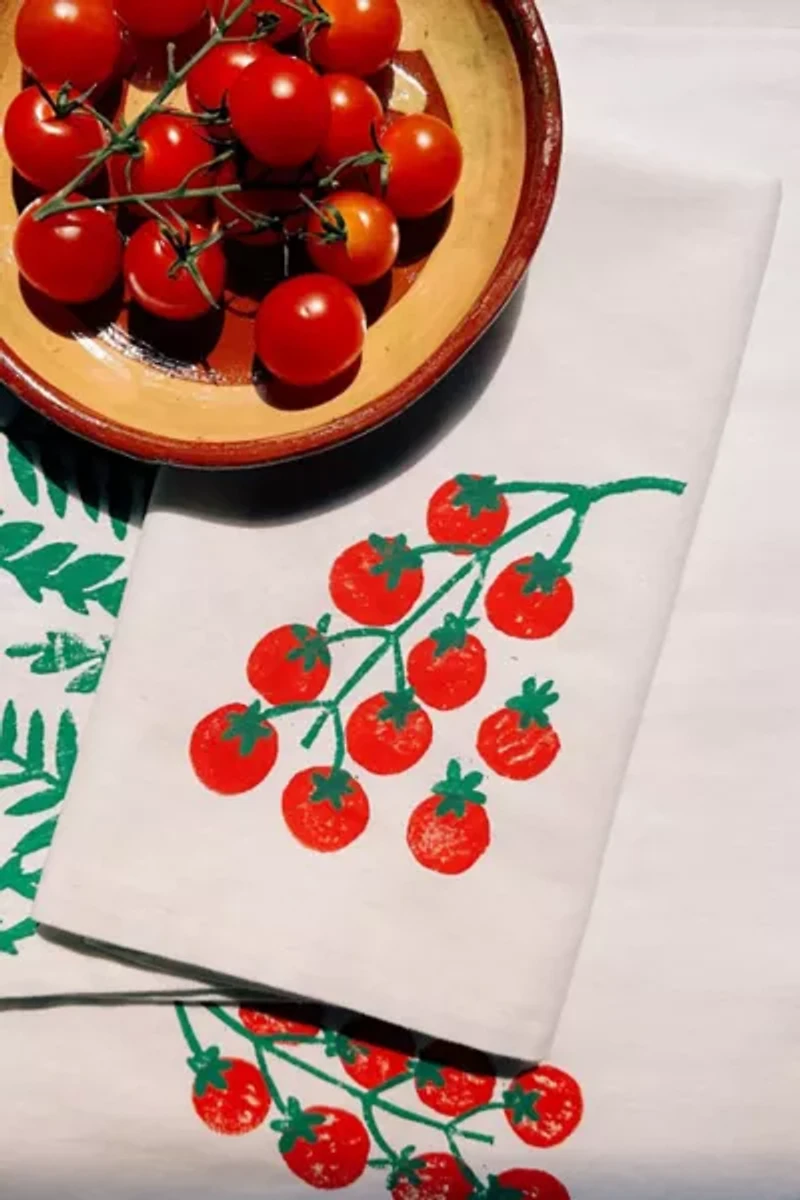 Julie Peach Block Printed Tomato Napkin Set