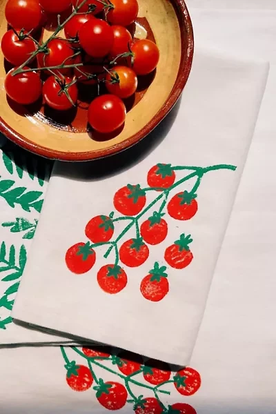 Julie Peach Block Printed Tomato Napkin Set
