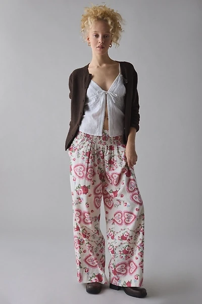 Kimchi Blue Caroline Smocked Wide Leg Linen-Blend Pants