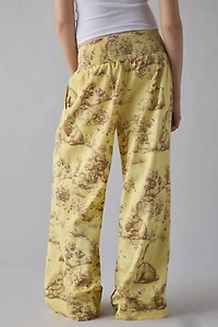 Kimchi Blue Caroline Smocked Wide Leg Linen-Blend Pants