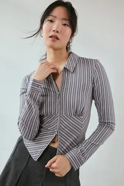 Silence + Noise Hailey Zip-Up Slim Shirt