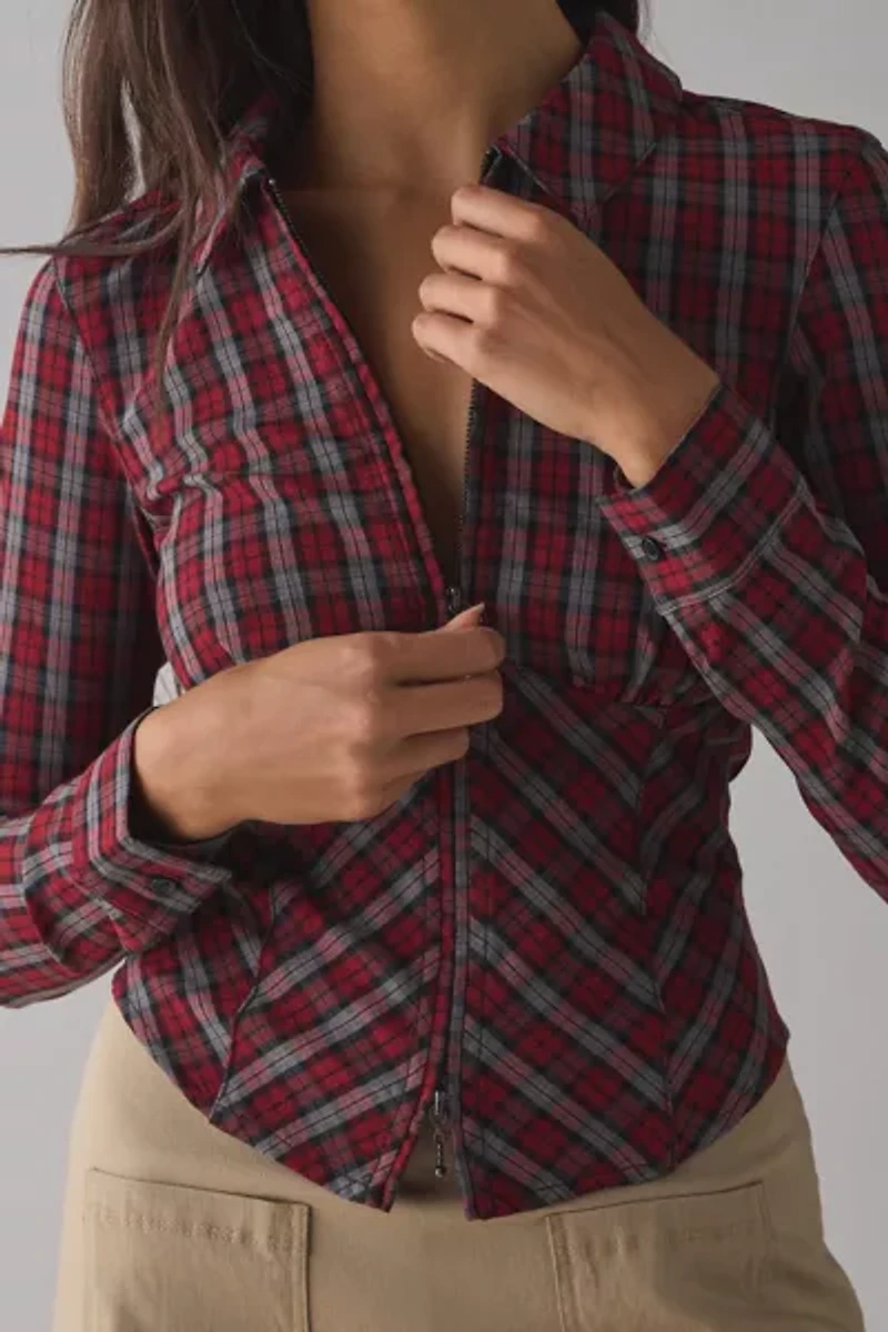 Silence + Noise Hailey Zip-Up Slim Shirt