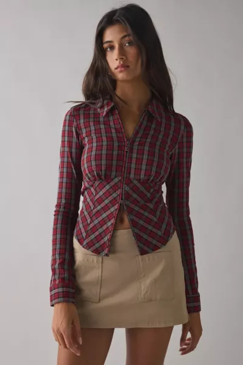 Silence + Noise Hailey Zip-Up Slim Shirt