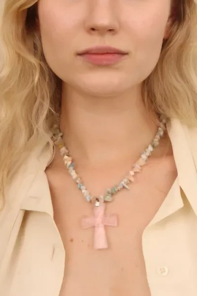 Velvet Luna Crystal Cross Necklace