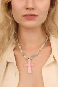 Velvet Luna Crystal Cross Necklace