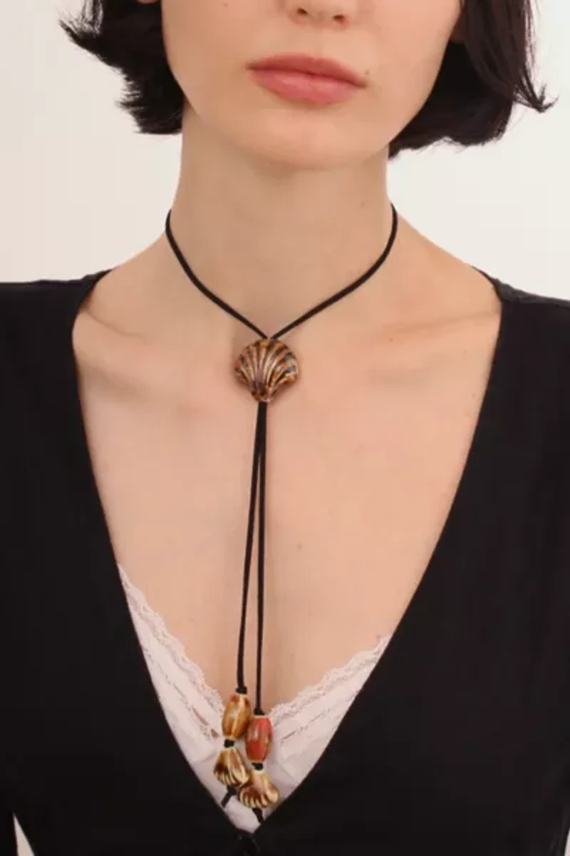 Velvet Luna Seashell Tie Suede Bolero Necklace