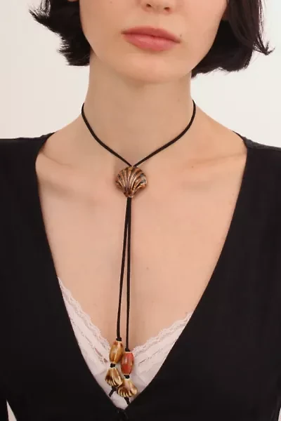 Velvet Luna Seashell Tie Suede Bolero Necklace