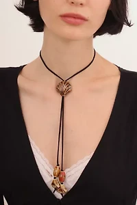 Velvet Luna Seashell Tie Suede Bolero Necklace