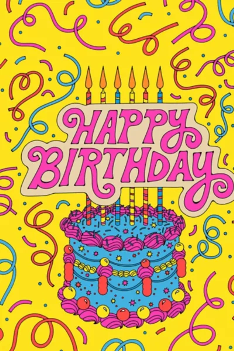 Red Cap Cake & Confetti Birthday Greeting Card